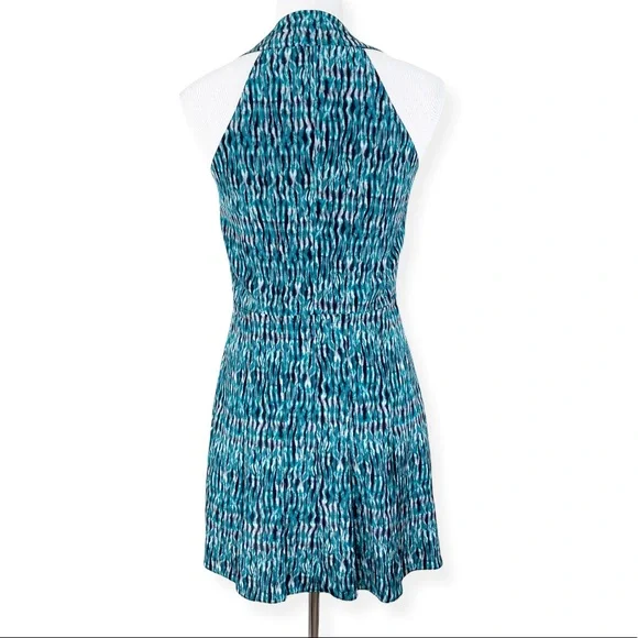 Proenza Schouler Teal Black Sleeveless Silk Print Wrap Mini Dress - Picture 4 of 14